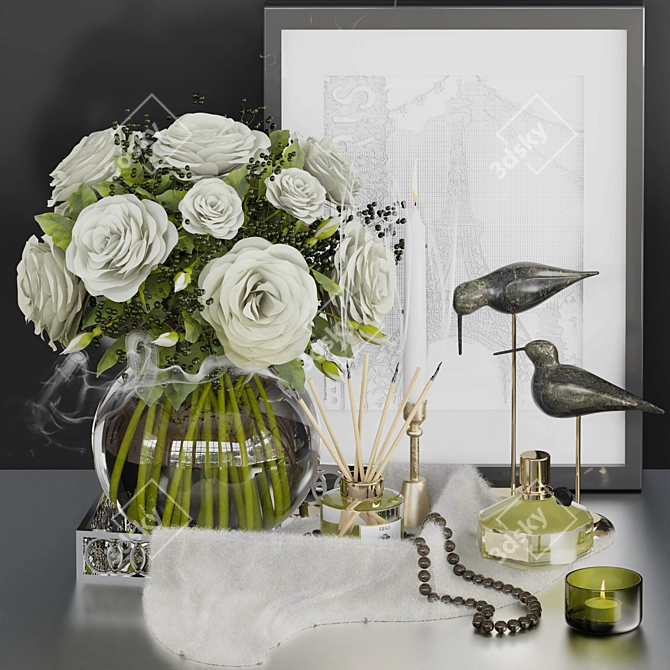 Rose Bliss Decor Set 3D model image 6