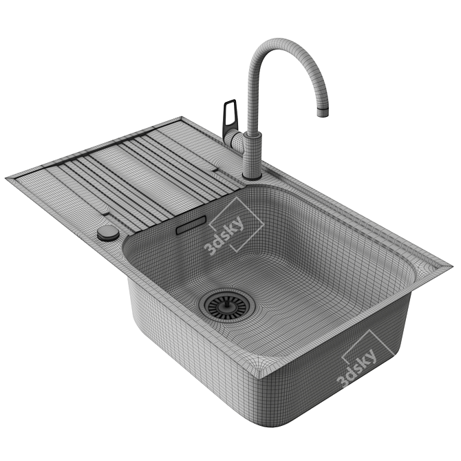 FRANKE SMART SRX 611-86 Kitchen Sink & Grohe BauLoop Mixer 3D model image 6