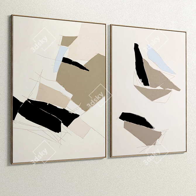 Plaster Dual Photo Frame: Modern Interior Decor 3D model image 5