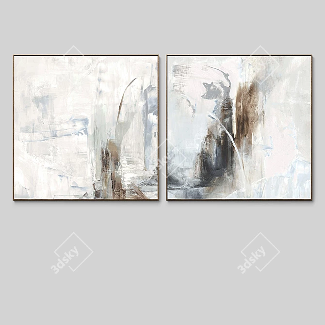 Dual Square Plaster Frames - Set of 2 3D model image 3