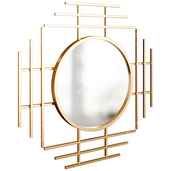 Elegant Geometric Wall Mirror 3D model image 1