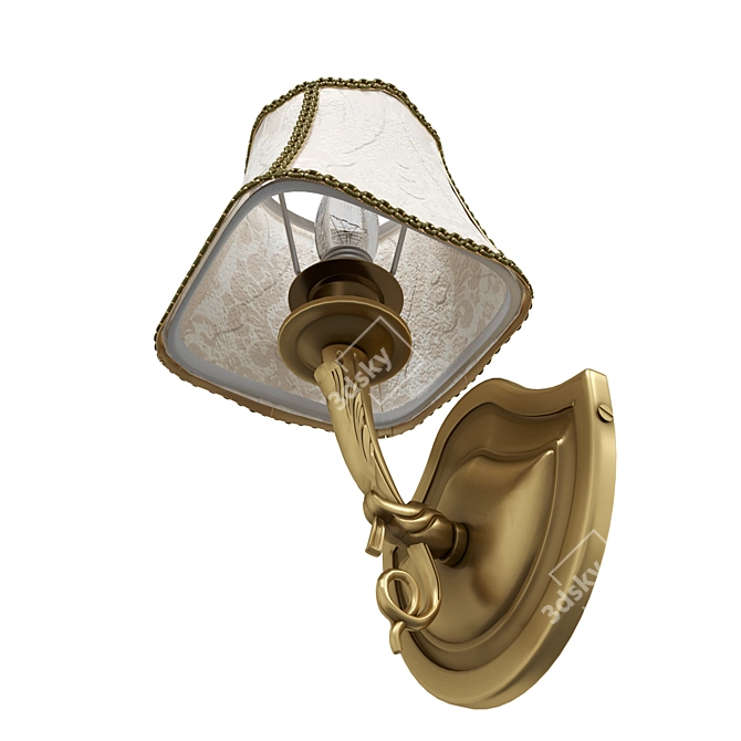 Italian Brass Wall Lamp 3D model image 3