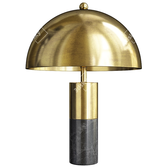 Gold Metal Dome Table Lamp 3D model image 2