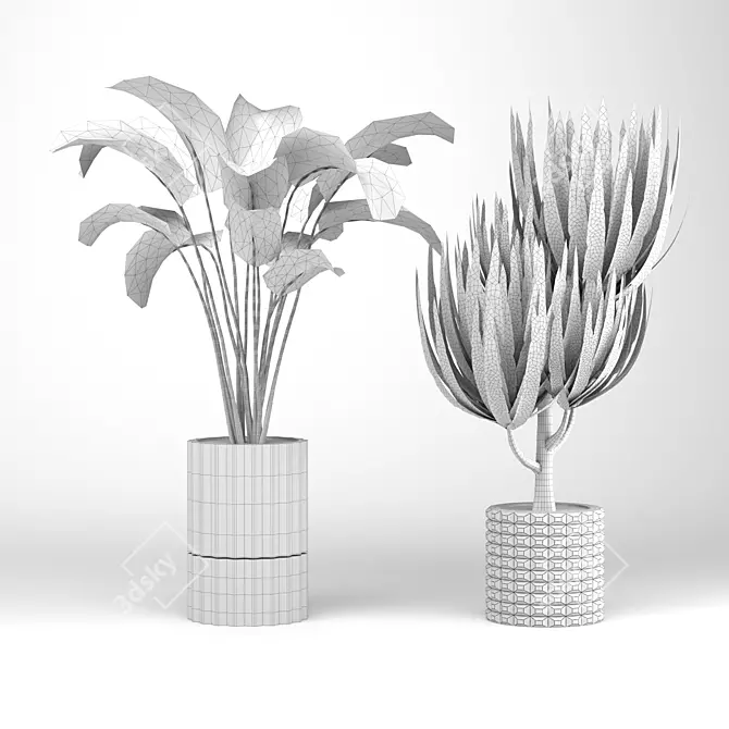 Stylish Indoor Greenery Collection 3D model image 2