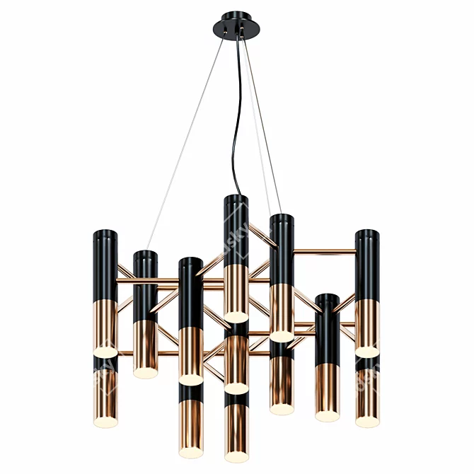 Elegant Gold and Black Chandelier 3D model image 1