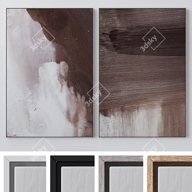 Large Wall Paintings Set - 4 Frames, 3DS Max/V-Ray/Corona, Textured 3D model image 1