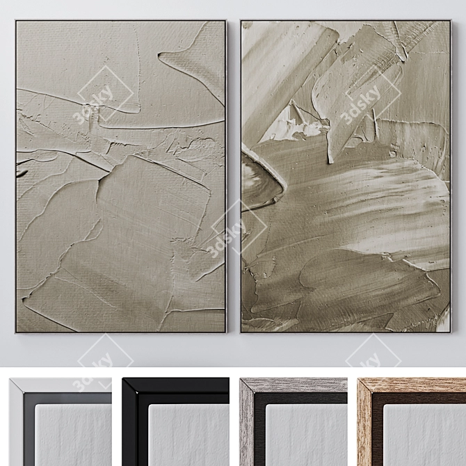 Set of Large Wall Paintings 1804: Variety of Frame Colors & High-Quality Textures 3D model image 1