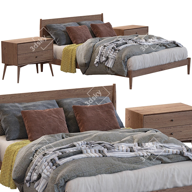 West Elm Bed Frame: Stylish and Functional 3D model image 1