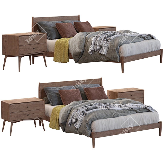 West Elm Bed Frame: Stylish and Functional 3D model image 2