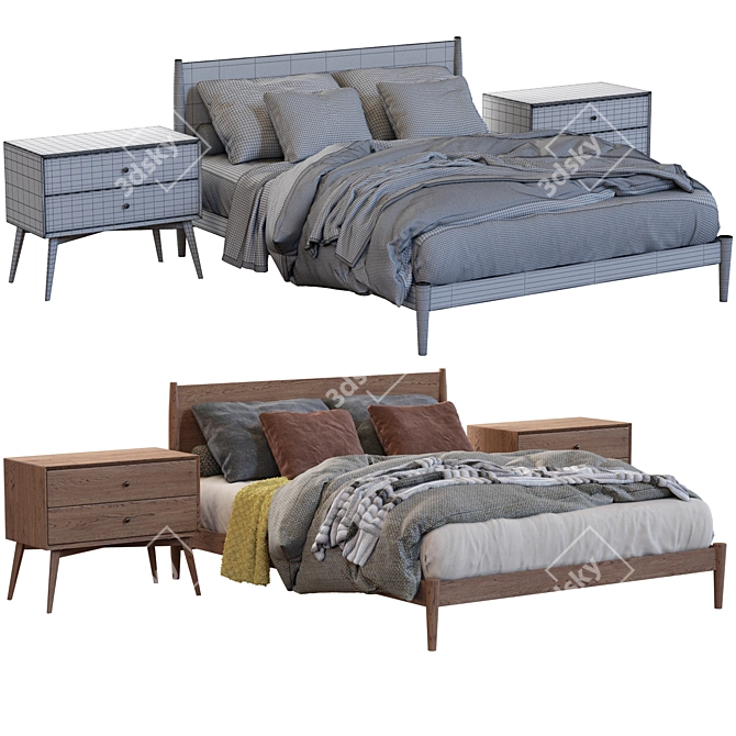 West Elm Bed Frame: Stylish and Functional 3D model image 5