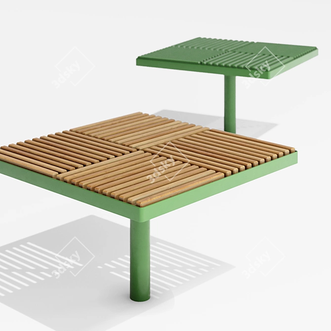 Sustainable WoodPIX Park Benches 3D model image 2