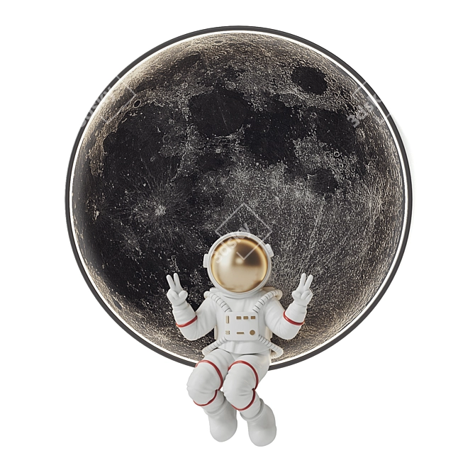 Luminous Astronaut Wall Decor 3D model image 1