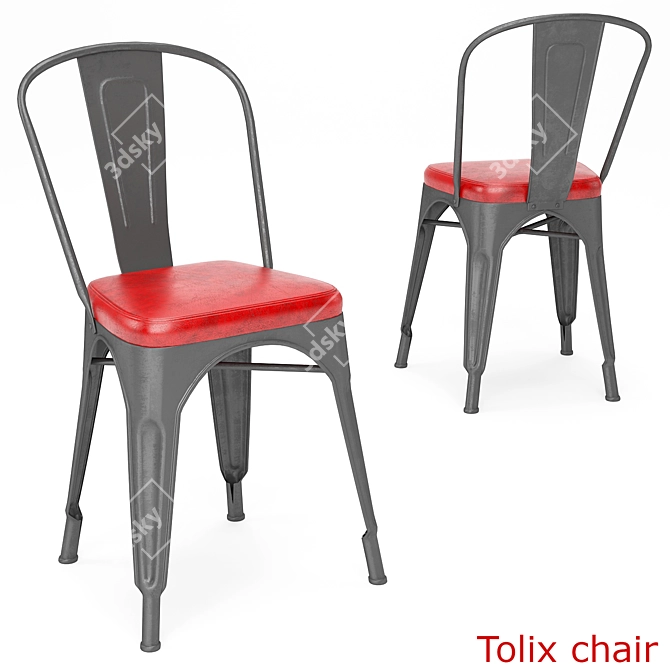 Tolix Style Metal Dining Set 3D model image 3