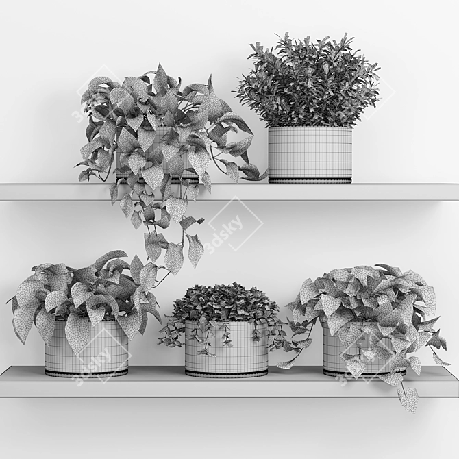 Botanical Bliss: Hanging Garden Shelf 3D model image 3