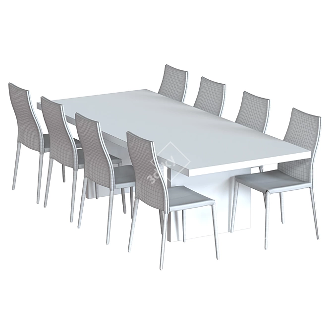 Elegant Pianka Chair & Wood Table Set 3D model image 6