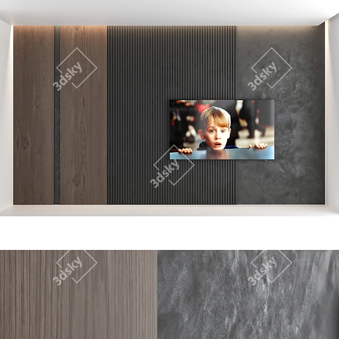 Title: Modern TV Wall Set with Samsung 75" Crystal UHD Smart TV 3D model image 5