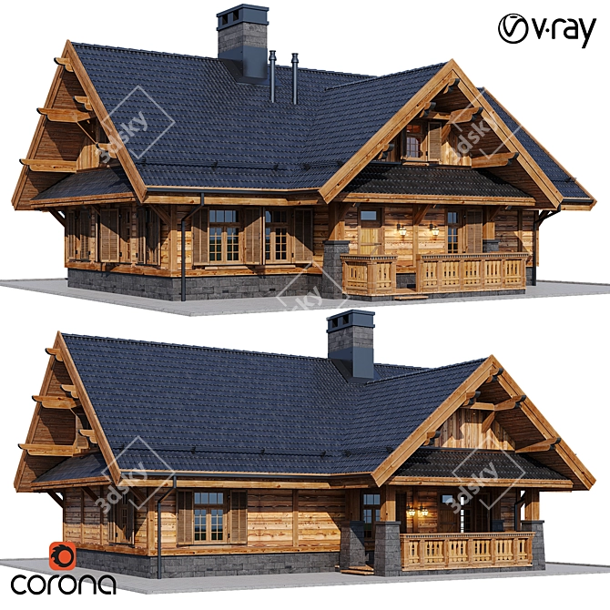 Rustic Country House 3D model image 8