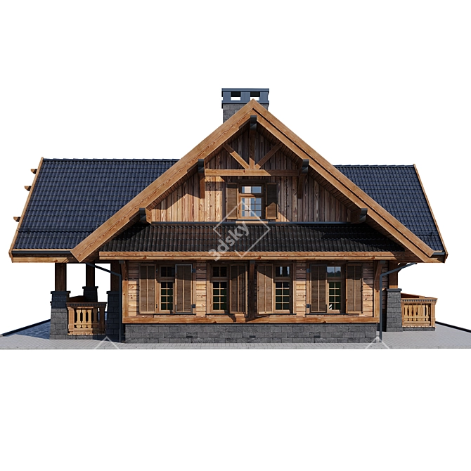 Rustic Country House 3D model image 18