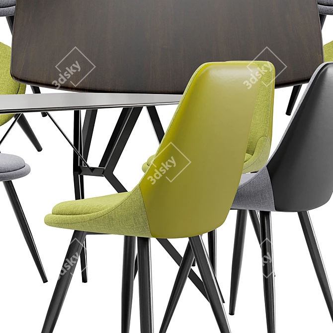 Modern Dining Set: Sky8764 Chair and Denver Table 3D model image 3