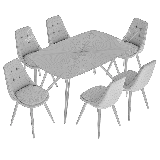 Modern Dining Set: Sky8764 Chair and Denver Table 3D model image 6