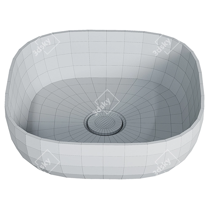 Sleek Round Ceramic Sink 3D model image 2