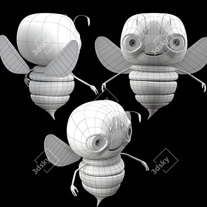 Buzzing Bee: Rigged and Ready for Animation 3D model image 5