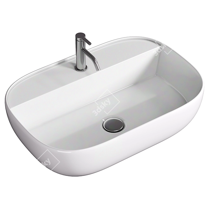 Pure White Ceramic Vessel Sink 3D model image 1
