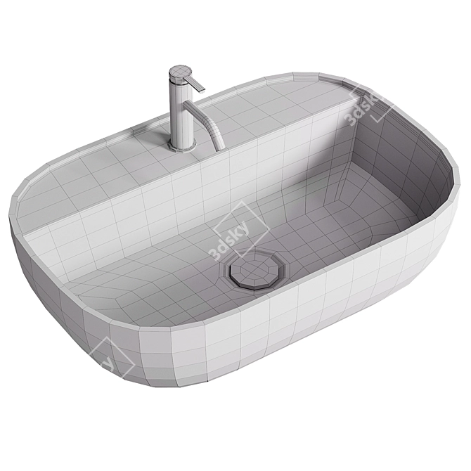 Pure White Ceramic Vessel Sink 3D model image 2