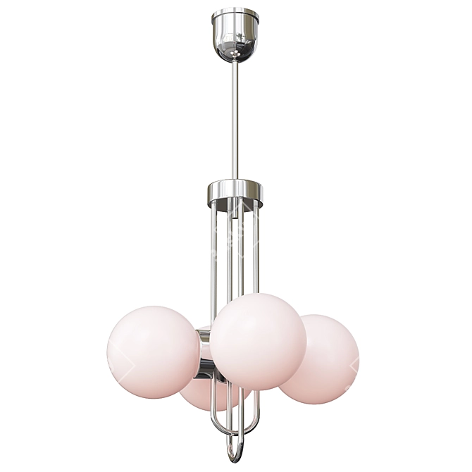 Vintage 30s Pendant Light with Balls 3D model image 1