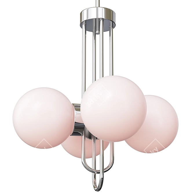 Vintage 30s Pendant Light with Balls 3D model image 2