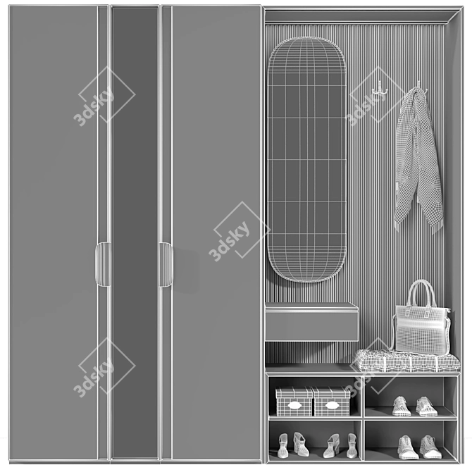 Sleek 1-Drawer Hallway Console 3D model image 4