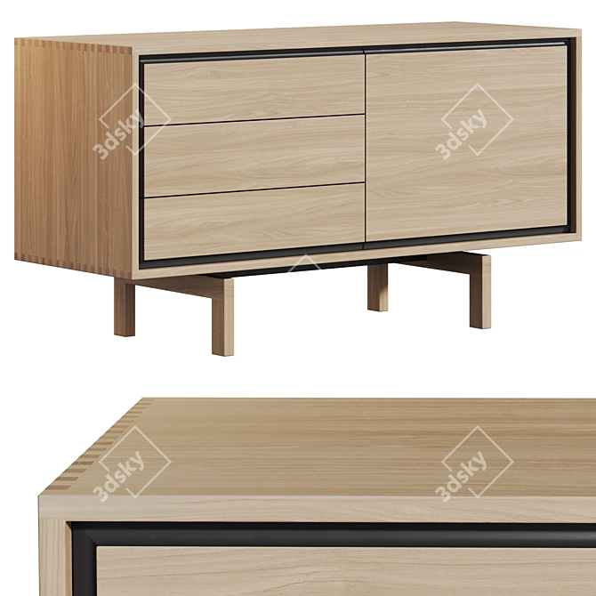 Flow Oak Chest of Drawers 3D model image 2