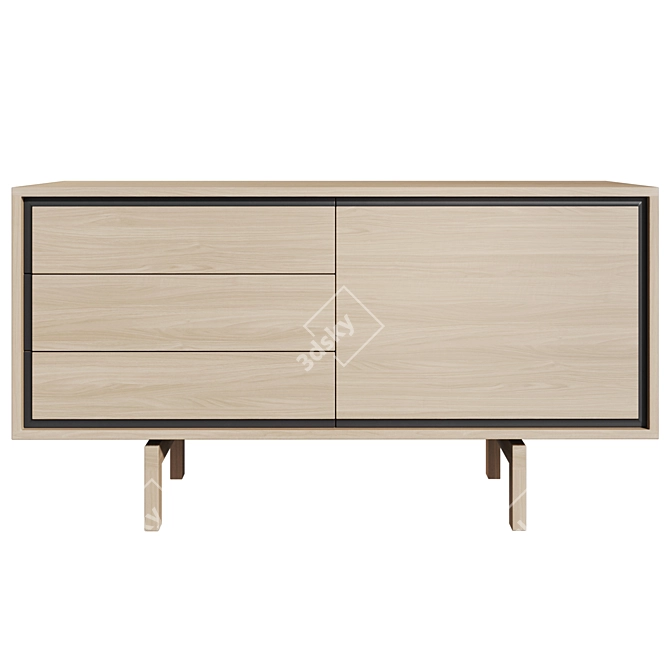 Flow Oak Chest of Drawers 3D model image 4