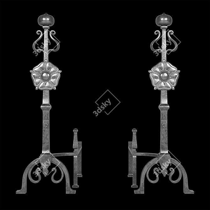 Elegant Baroque Andirons for Arts & Crafts 3D model image 1