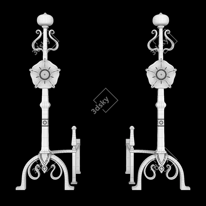 Elegant Baroque Andirons for Arts & Crafts 3D model image 3