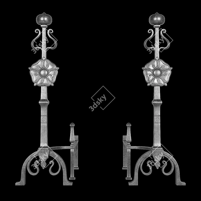 Elegant Baroque Andirons for Arts & Crafts 3D model image 7