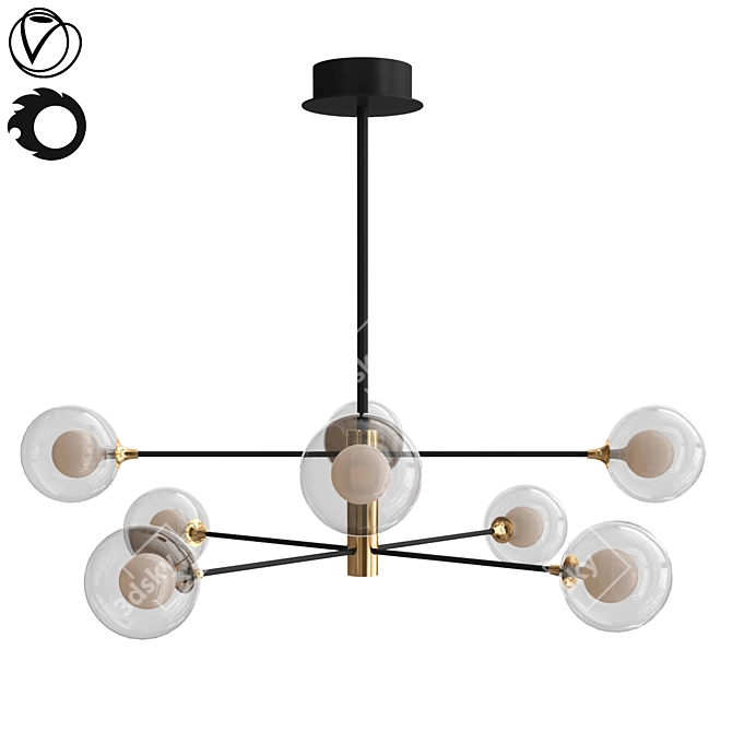 Elegant Glass Globe Chandelier 3D model image 1