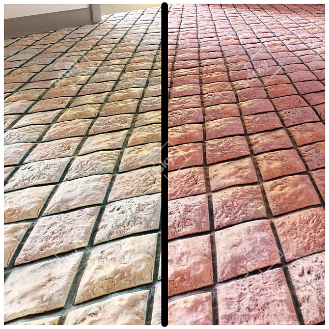 Rustic Brick Floor Tiles | 4K Quality 3D model image 4