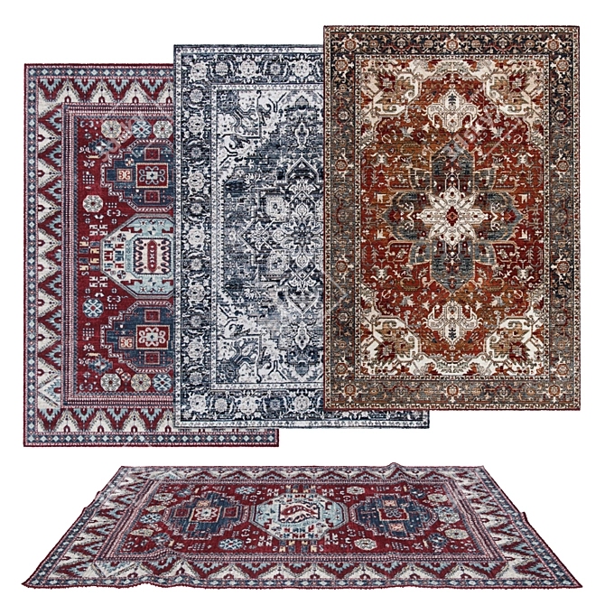 Versatile 6-Piece Rug Set 3D model image 1