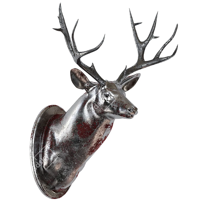 Sleek Steel Deer Sculpture 3D model image 1