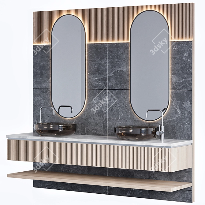 Modern Bathroom Furniture Set 3D model image 3