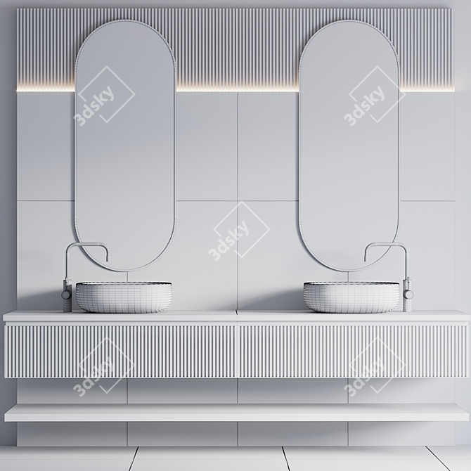 Modern Bathroom Furniture Set 3D model image 4