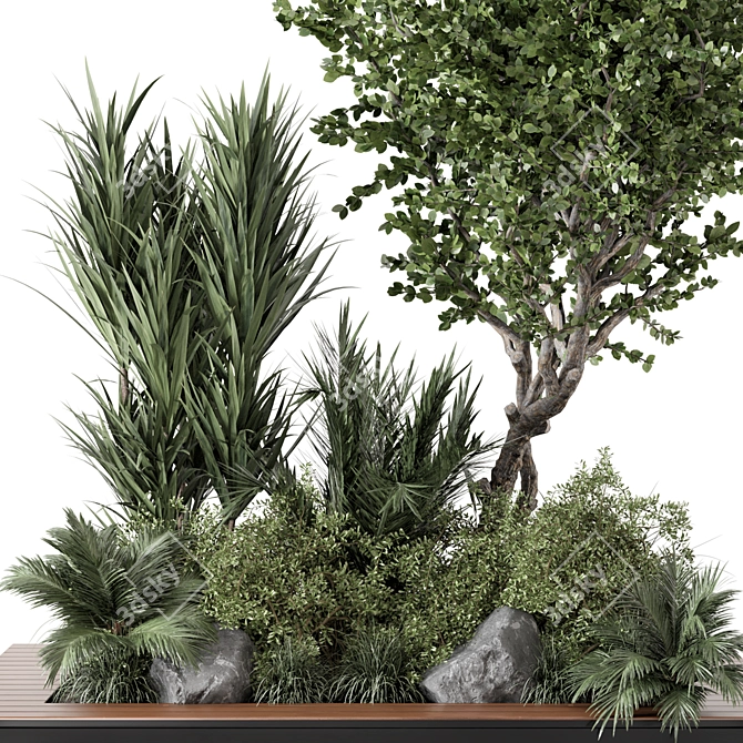 Outdoor Garden Set Bush & Tree - 2015 Version 3D model image 2