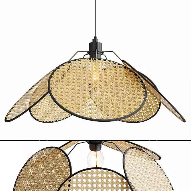 RAVDNA Metal and Bamboo Pendant Light 3D model image 2