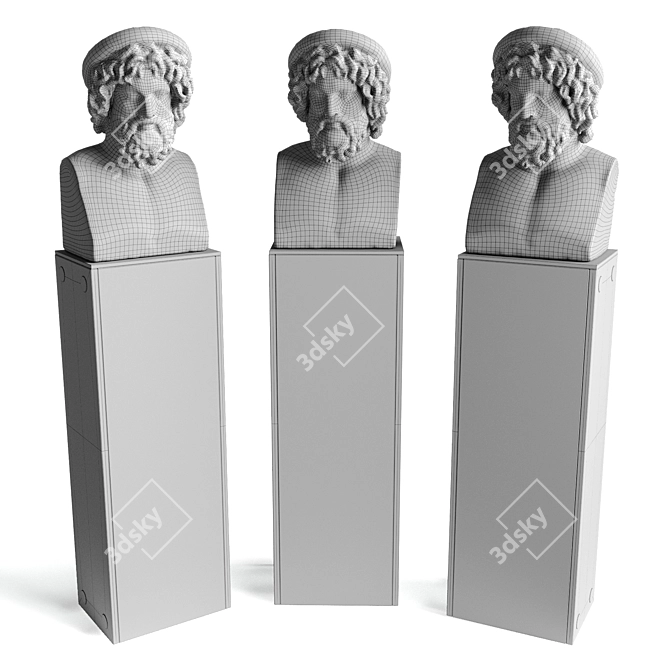 Timeless Asclepios Bust Sculpture 3D model image 5