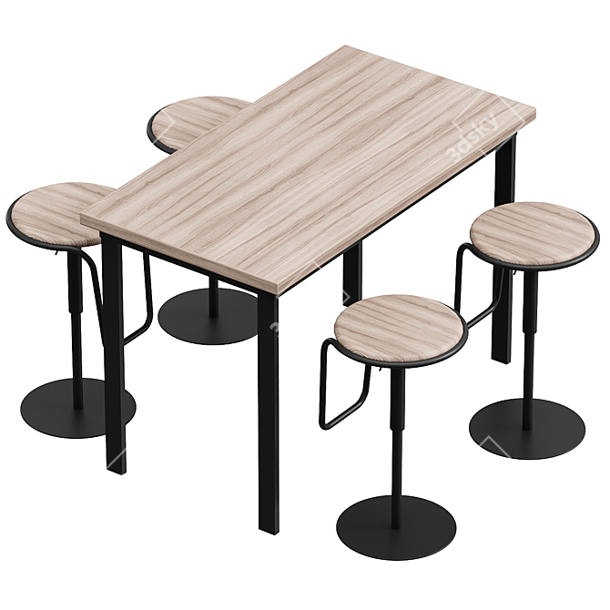  Adjustable Swivel Table Stool 3D model image 2