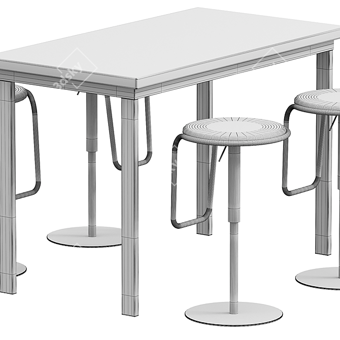  Adjustable Swivel Table Stool 3D model image 5