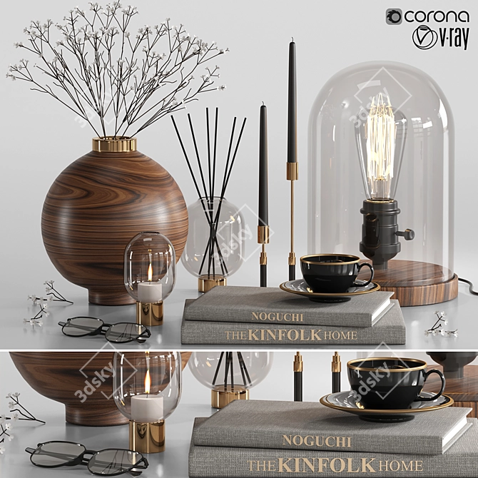 Chic Office Decorative Set 3D model image 1