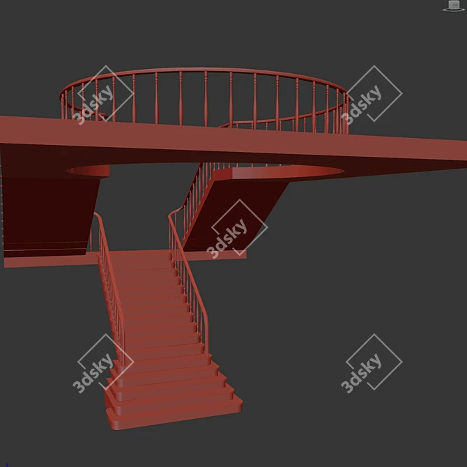 Classic Elegance Staircase 3D model image 6