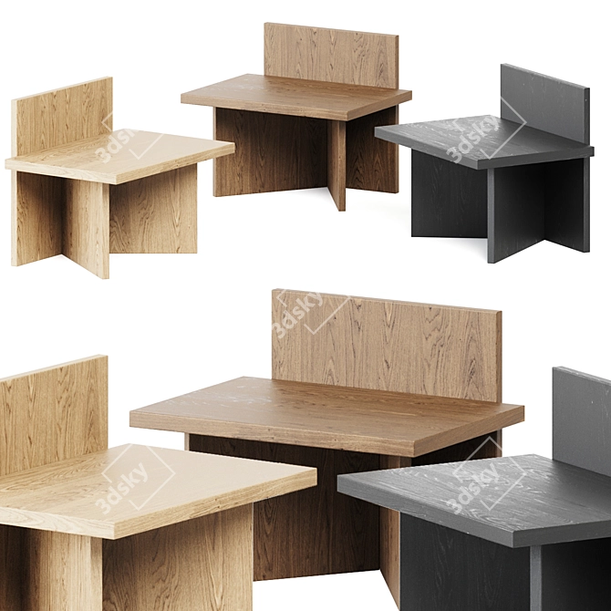 Sleek Wooden Oblique Table 3D model image 1